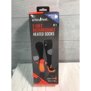 ActionHeat 5 Volt Rechargeable Heated Socks Unisex U XL Premium Wool Blend New